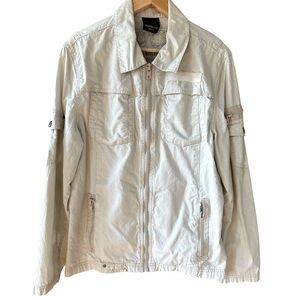 Vintage Y2K Urban Behavior Cargo Jacket 100% Cotton Beige Utility Gorpcore - M